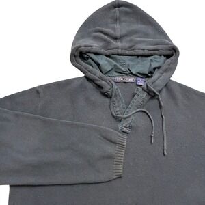 STRUCTURE Men's XL Navy Blue Knit Hoodie Pullover‎ US020 Spellout Sweater